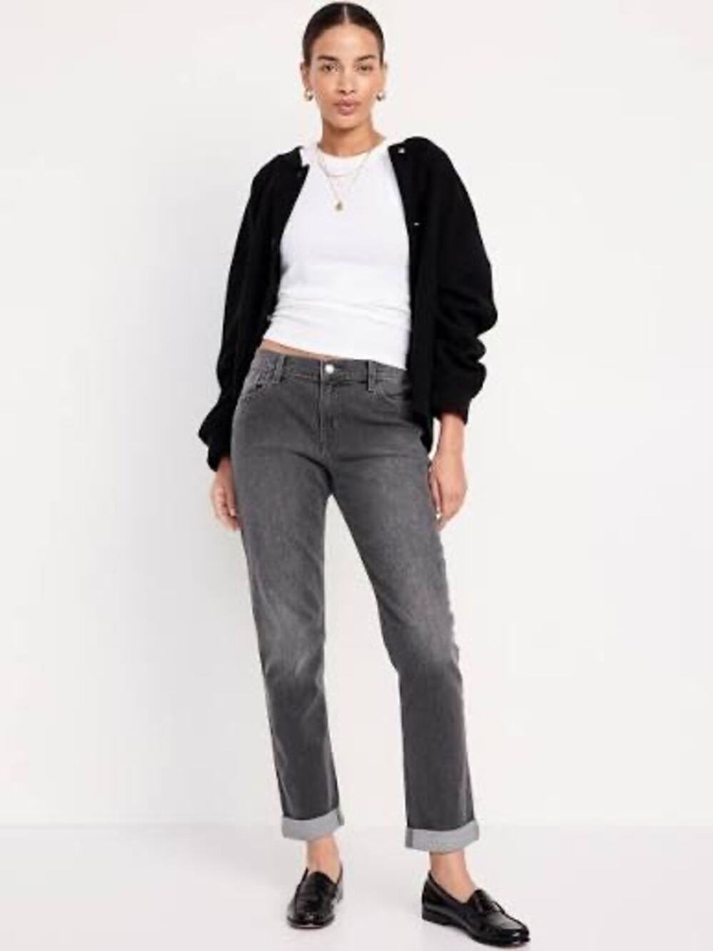 Old Navy NWT Women's 2 Charcoal Wash Mid-Rise Wow Boyfriend Ankle Stretch Jeans